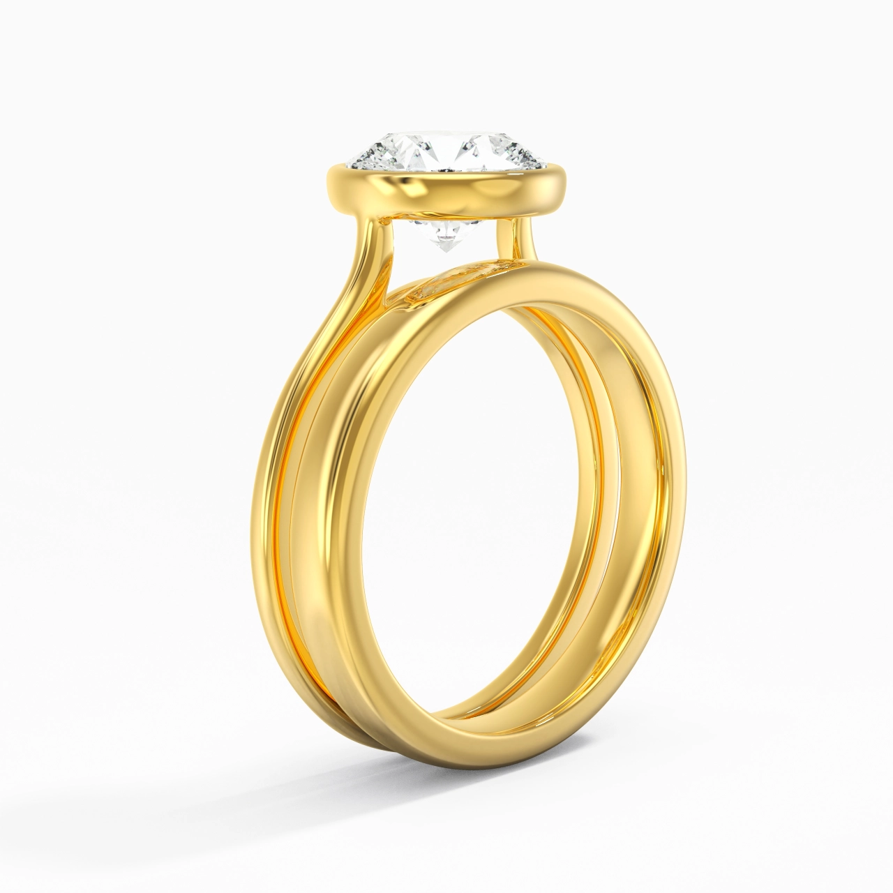 Solitaire Bezel Bridal Set 2.00ct Moissanite
