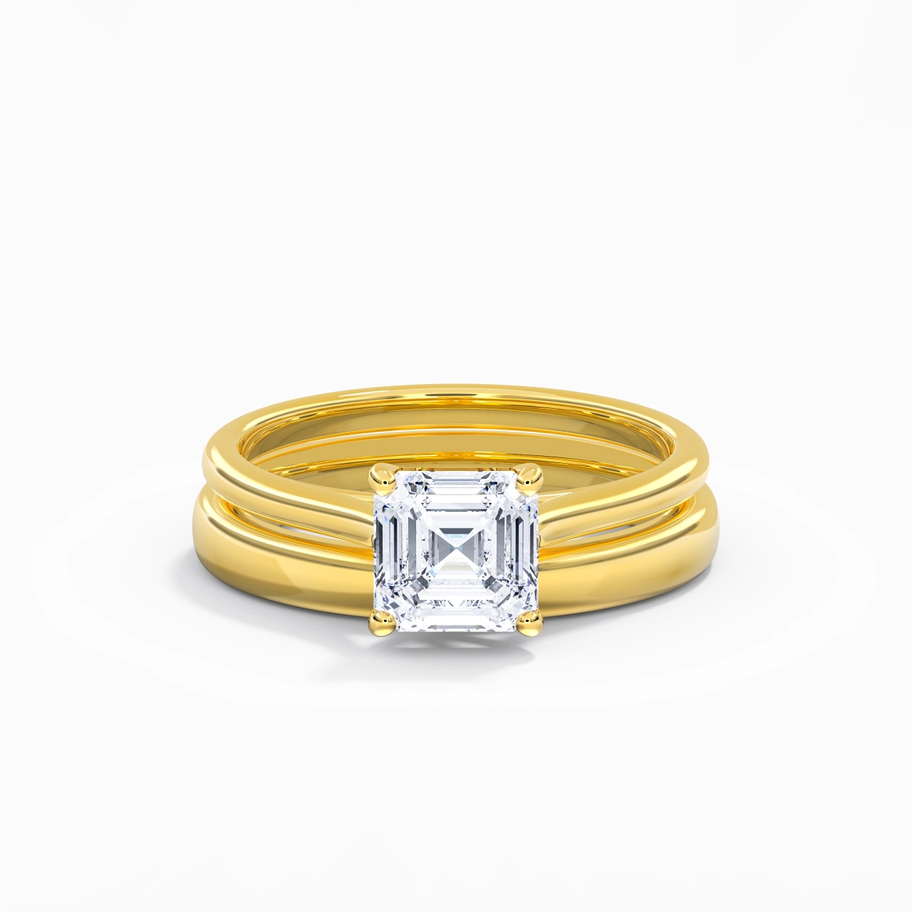 18K Gold Cathedral East West Traditional Shank Bridal Set
