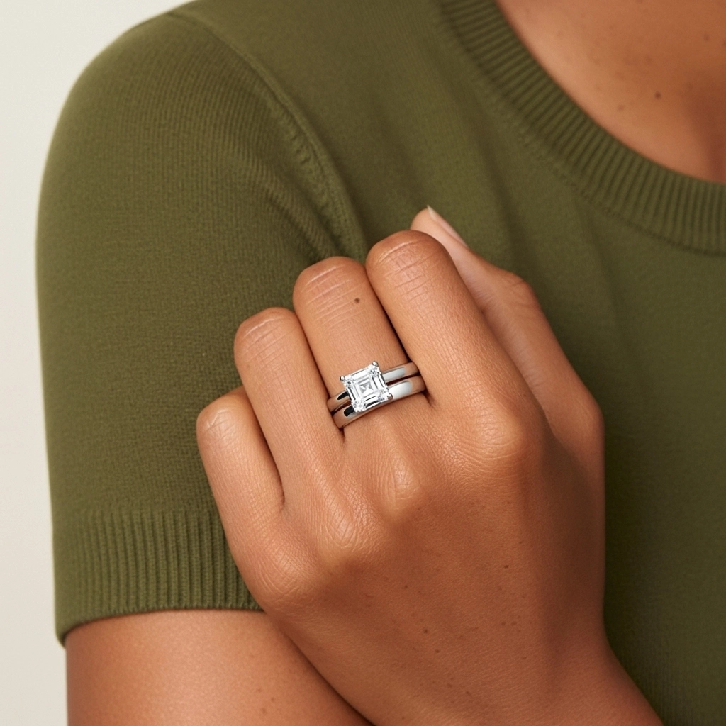 Platinum Cathedral East West Traditional Shank Bridal Set