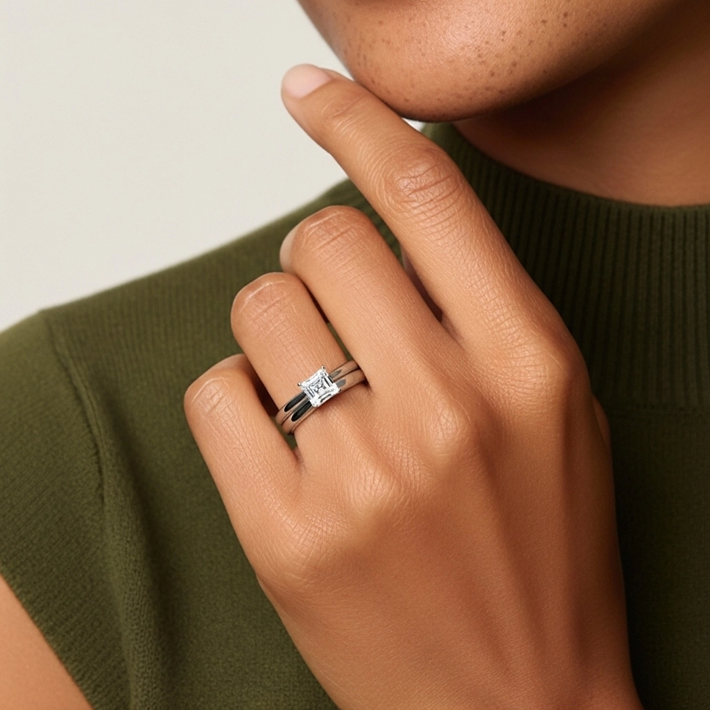 Platinum Cathedral East West Traditional Shank Bridal Set