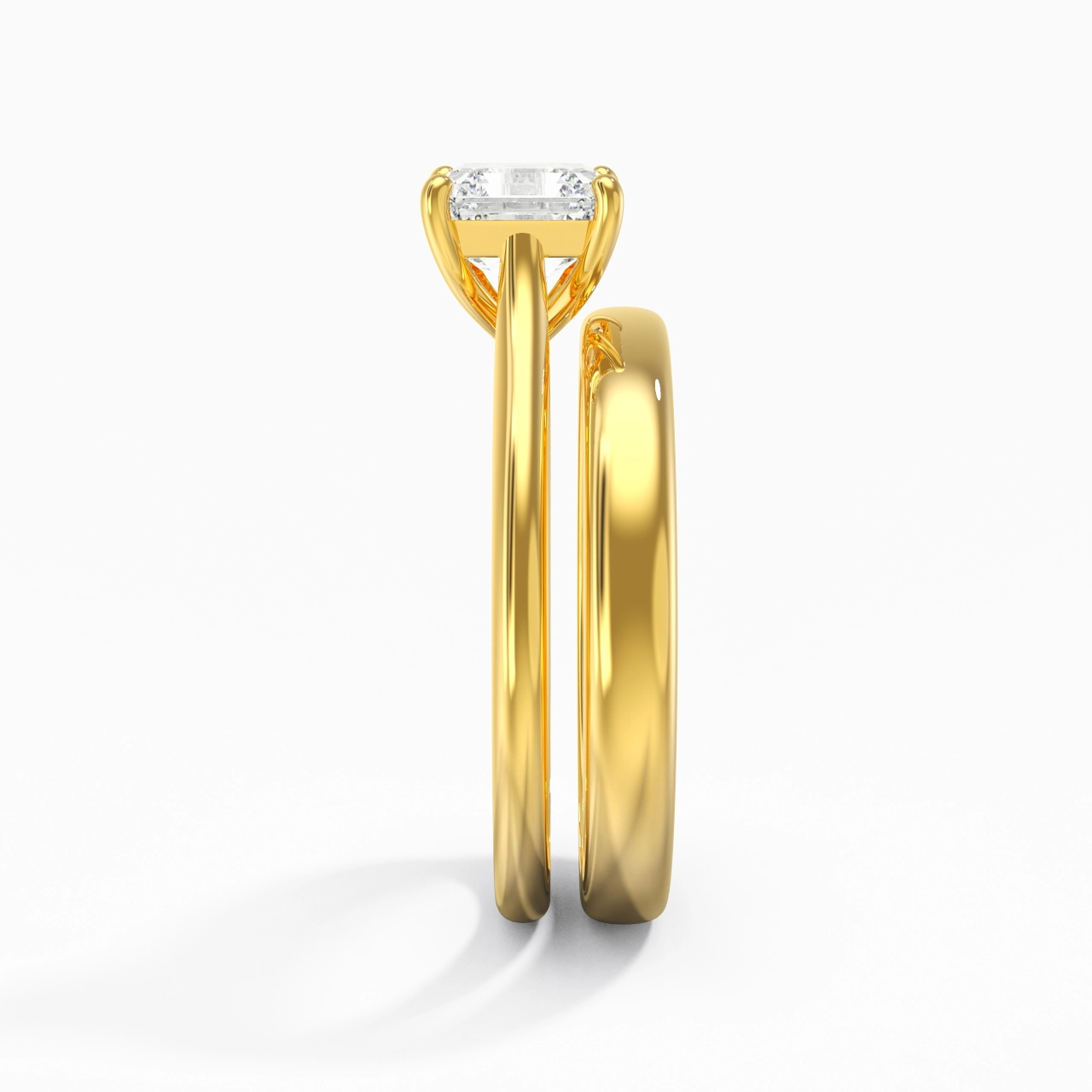 14K Gold Cathedral East West Traditional Shank Bridal Set