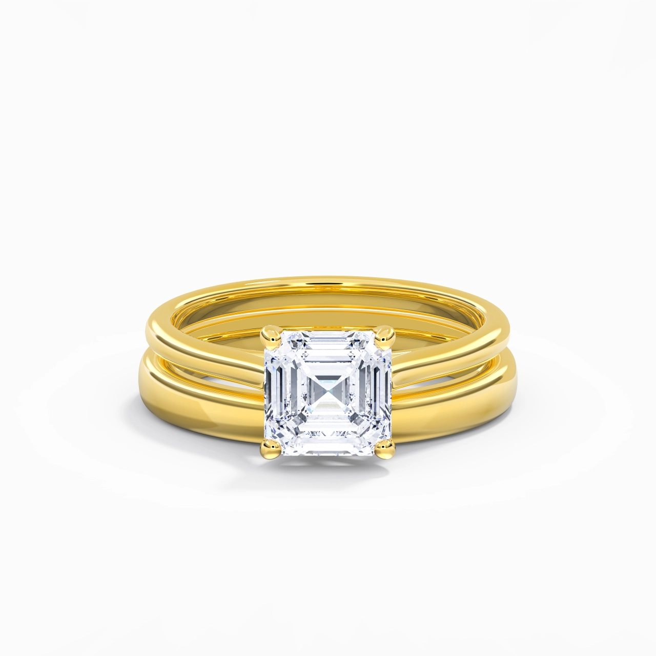 18K Gold Cathedral East West Traditional Shank Bridal Set