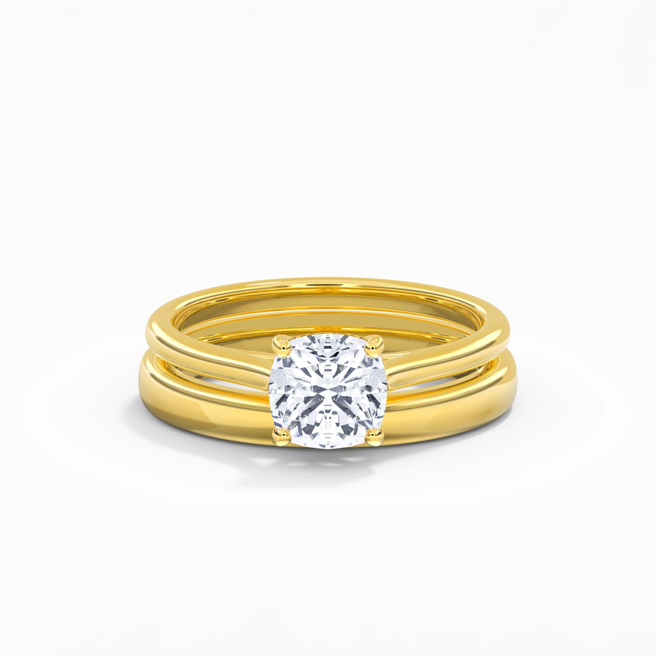 14K Gold Cathedral East West Traditional Shank Bridal Set