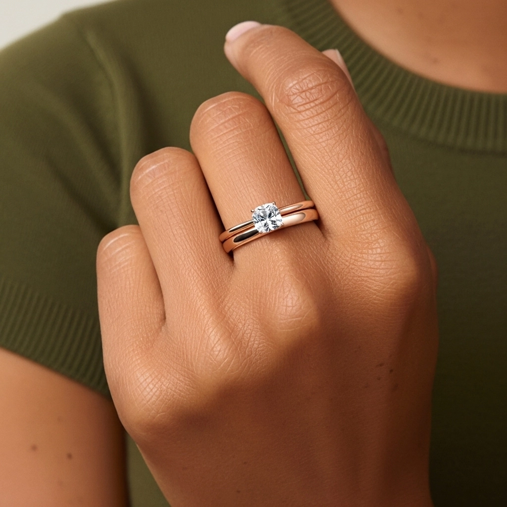 14K Rose Gold Cathedral East West Traditional Shank Bridal Set