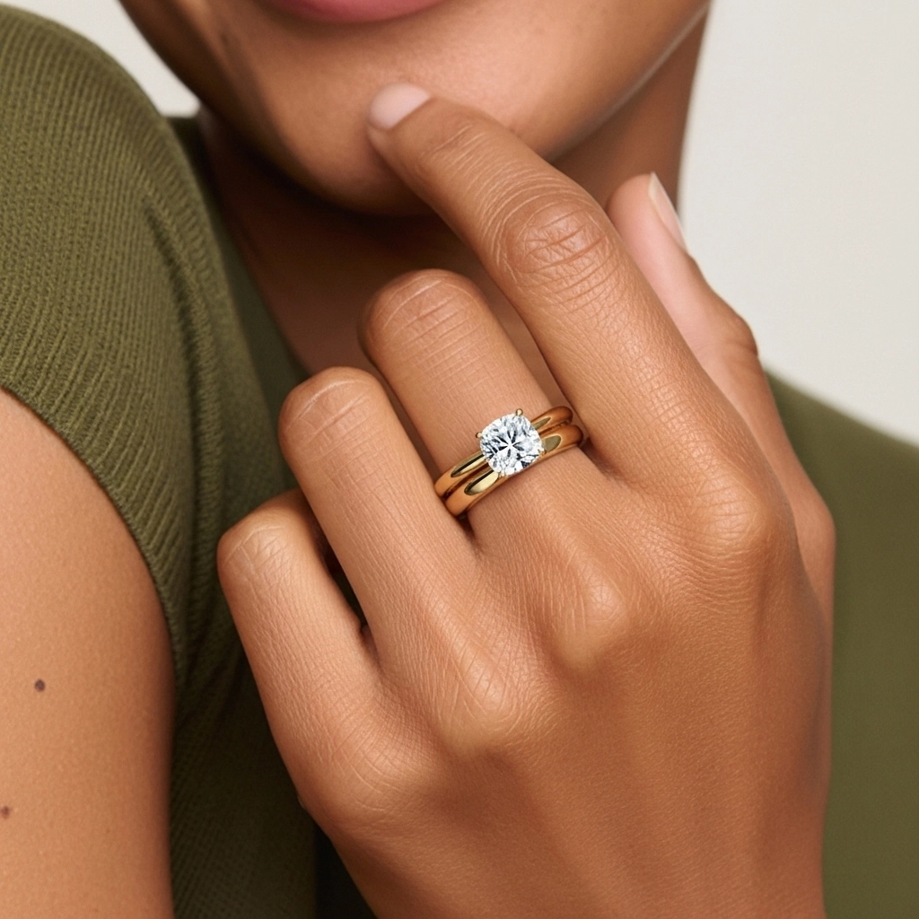 18K Gold Cathedral East West Traditional Shank Bridal Set