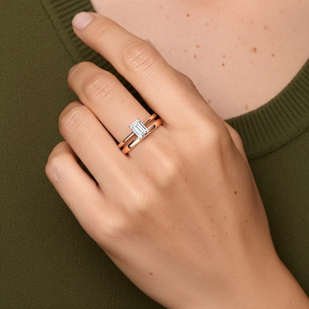 14K Rose Gold Cathedral East West Traditional Shank Bridal Set