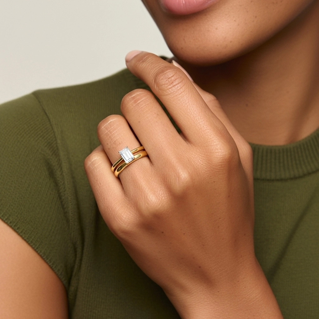 Oro 14K Gótico Oriente - Occidente Pata tradicional Conjunto Nupcial