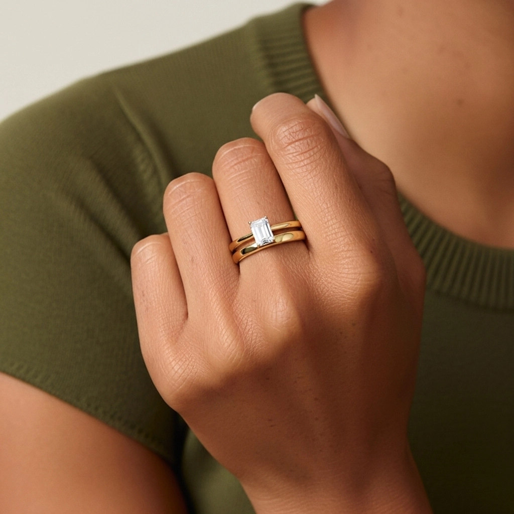 Oro 14K Gótico Oriente - Occidente Pata tradicional Conjunto Nupcial