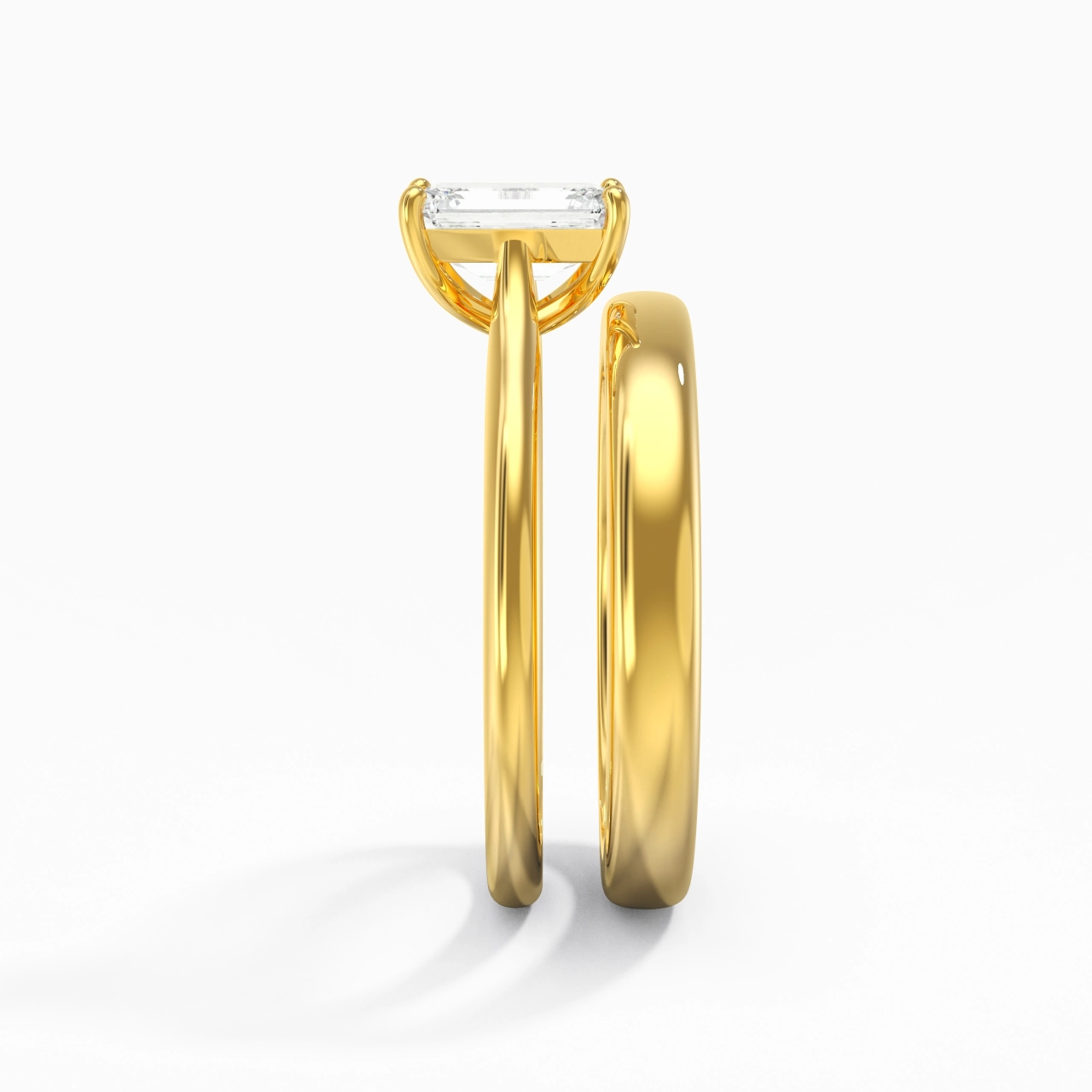 18K Gold Cathedral East West Traditional Shank Bridal Set