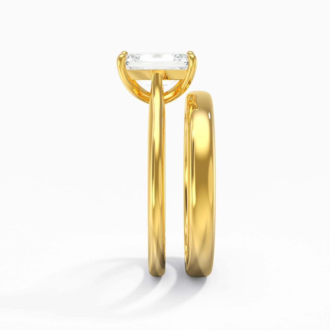 18K Gold Cathedral East West Traditional Shank Bridal Set