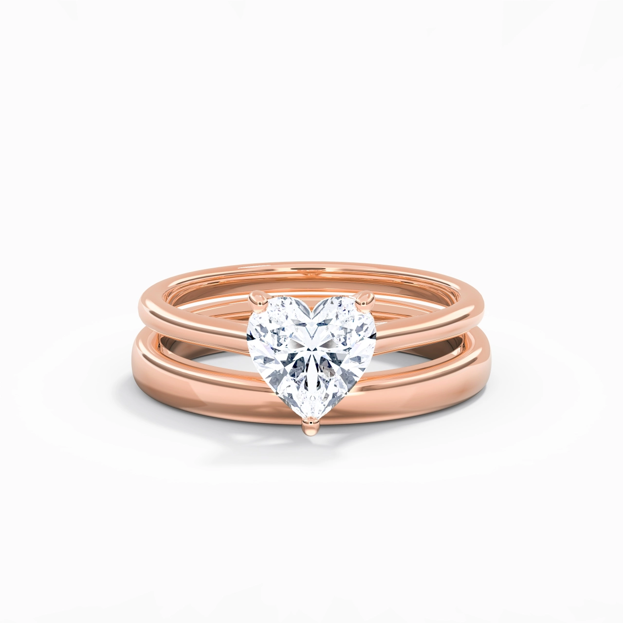 18K Rose Gold Cathedral East West Traditional Shank Bridal Set