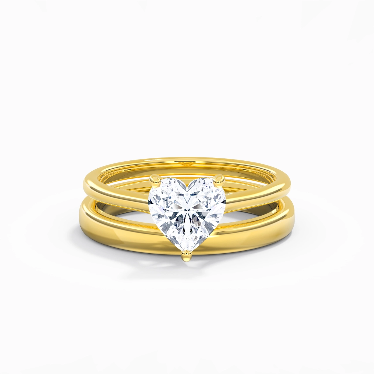 14K Gold Cathedral East West Traditional Shank Bridal Set