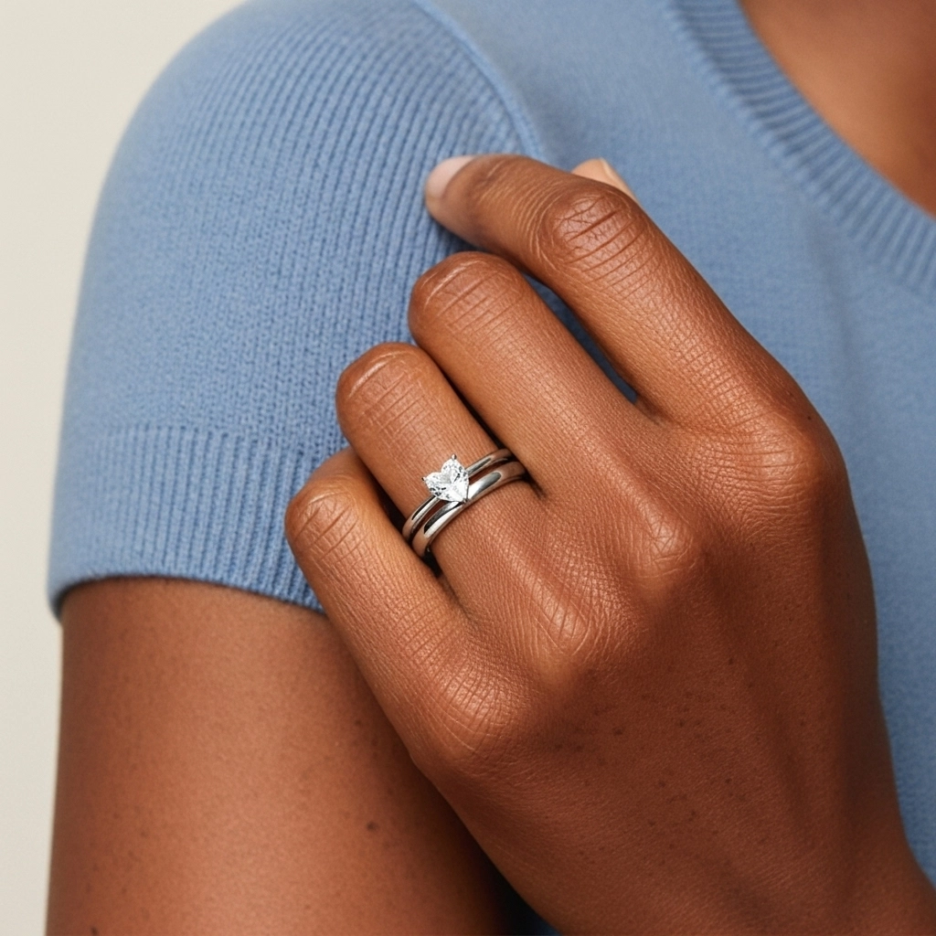 14K White Gold Cathedral East West Traditional Shank Bridal Set