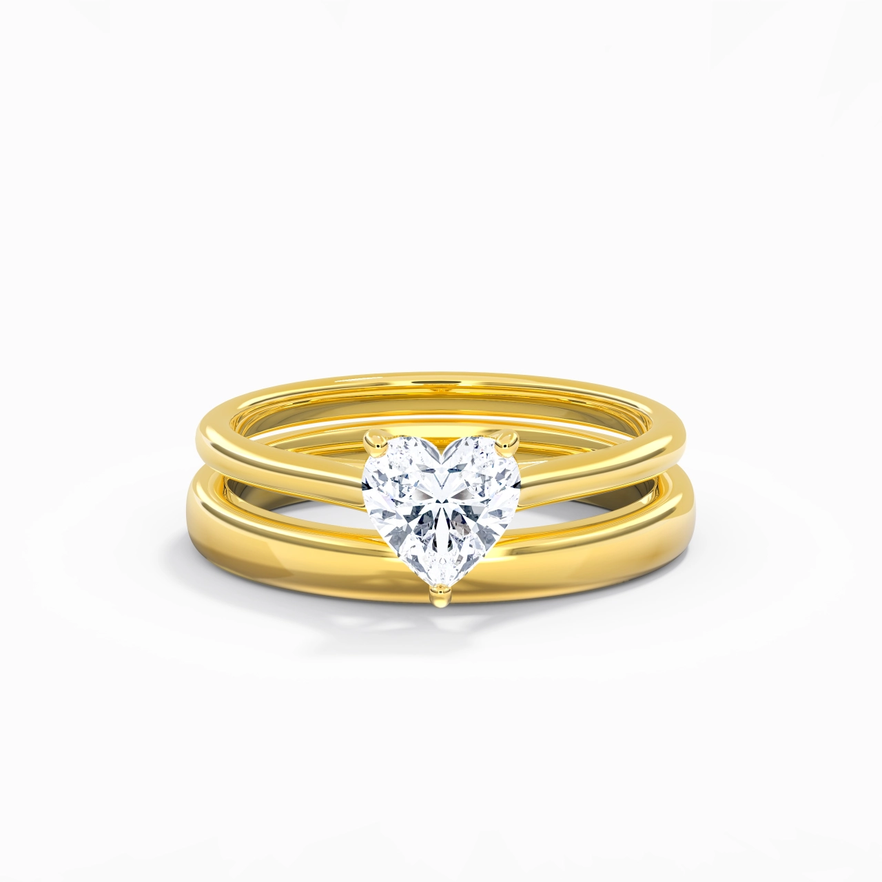 14K Gold Cathedral East West Traditional Shank Bridal Set