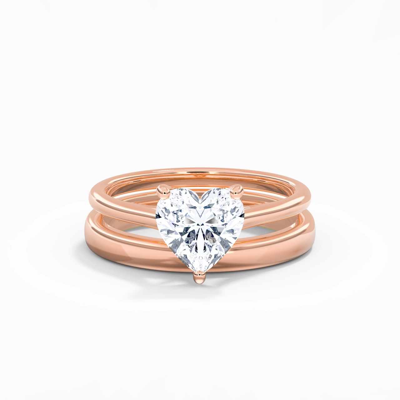 14K Rose Gold Cathedral East West Traditional Shank Bridal Set