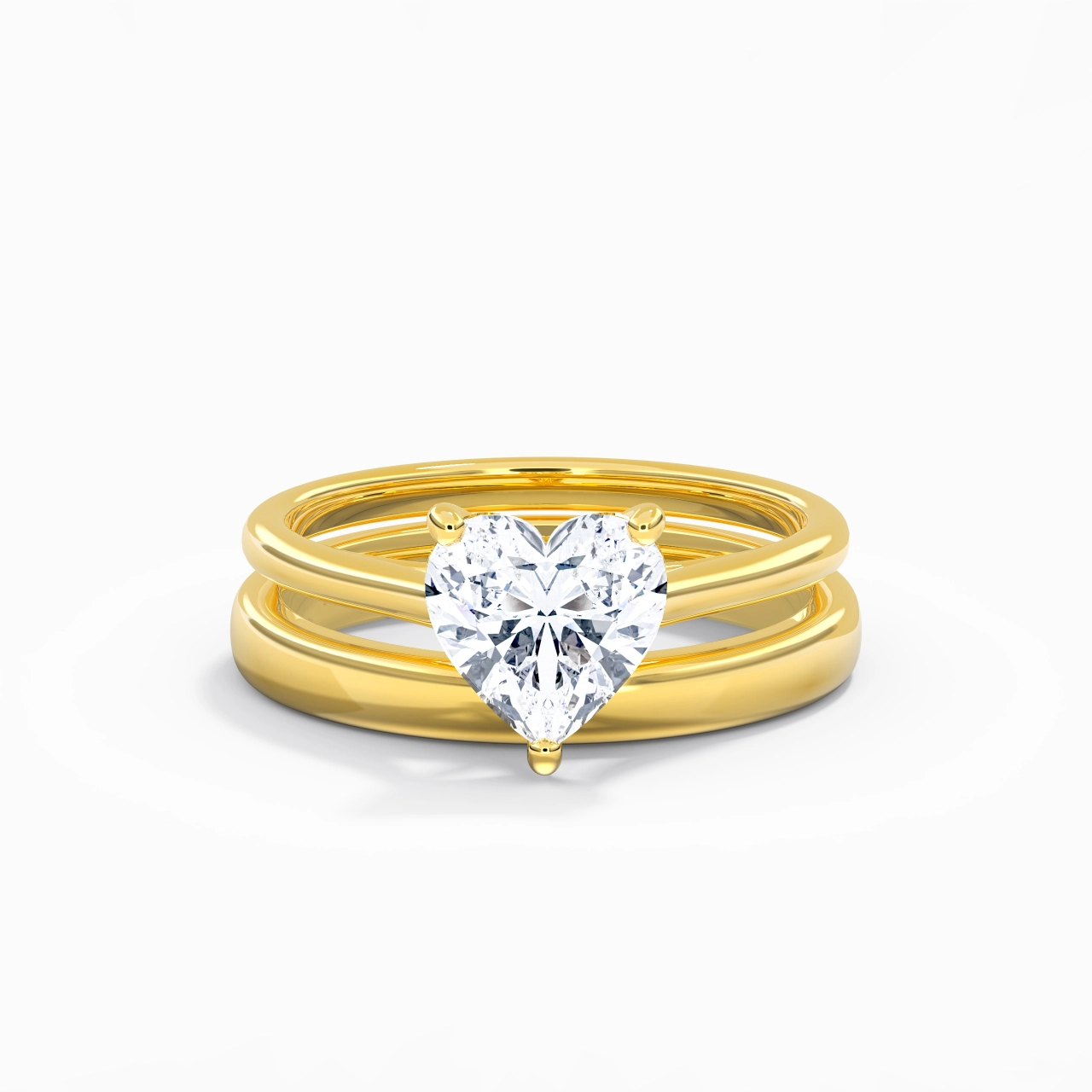 14K Gold Cathedral East West Traditional Shank Bridal Set
