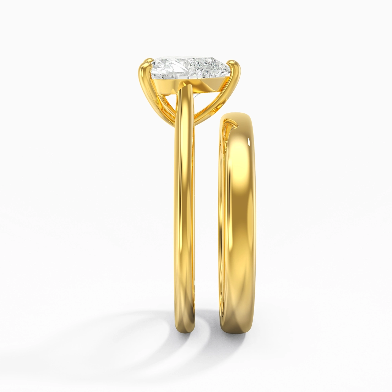 14K Gold Cathedral East West Traditional Shank Bridal Set
