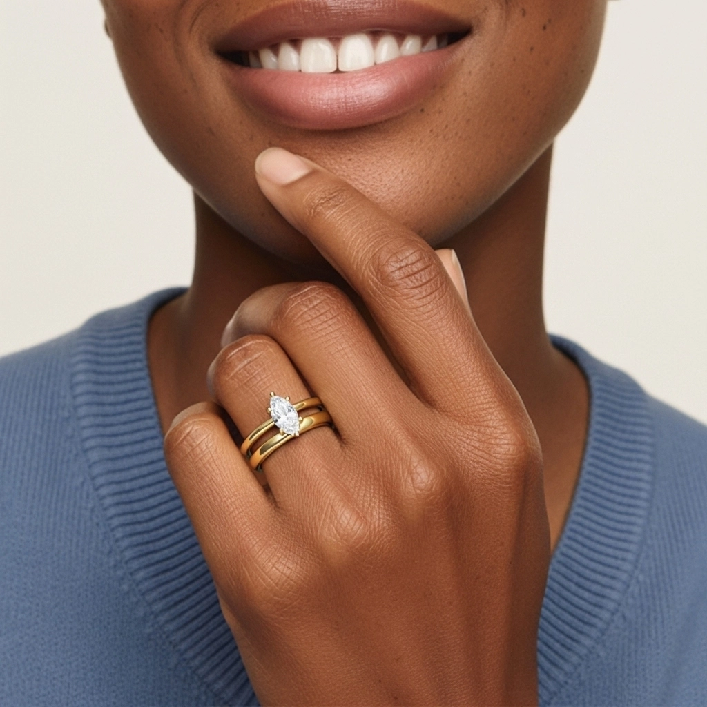 14K Gold Cathedral East West Traditional Shank Bridal Set