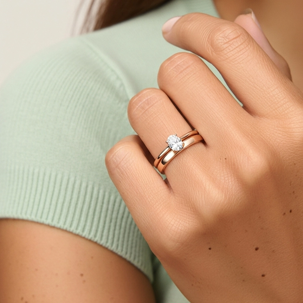 Oro rosa 14K Gótico Oriente - Occidente Pata tradicional Conjunto Nupcial