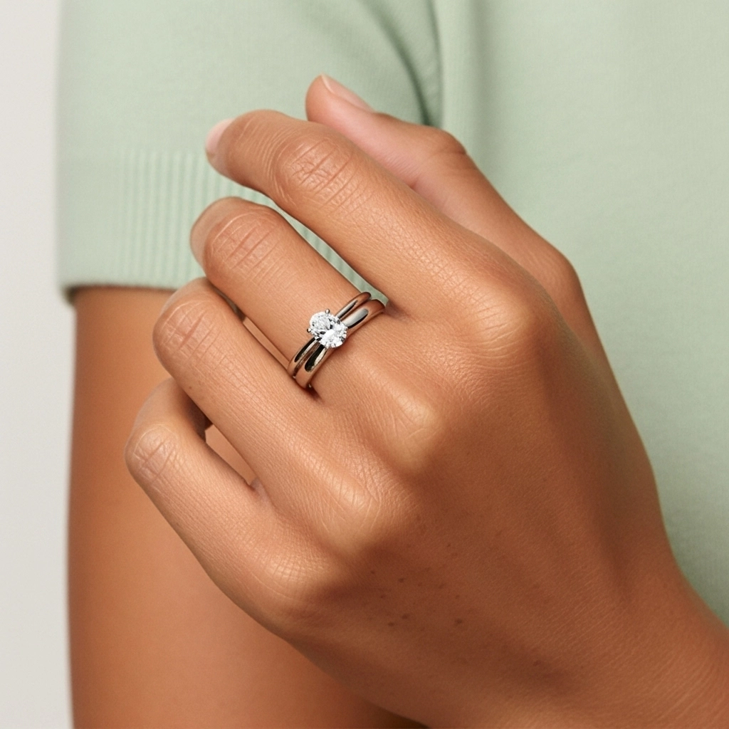 14K White Gold Cathedral East West Traditional Shank Bridal Set