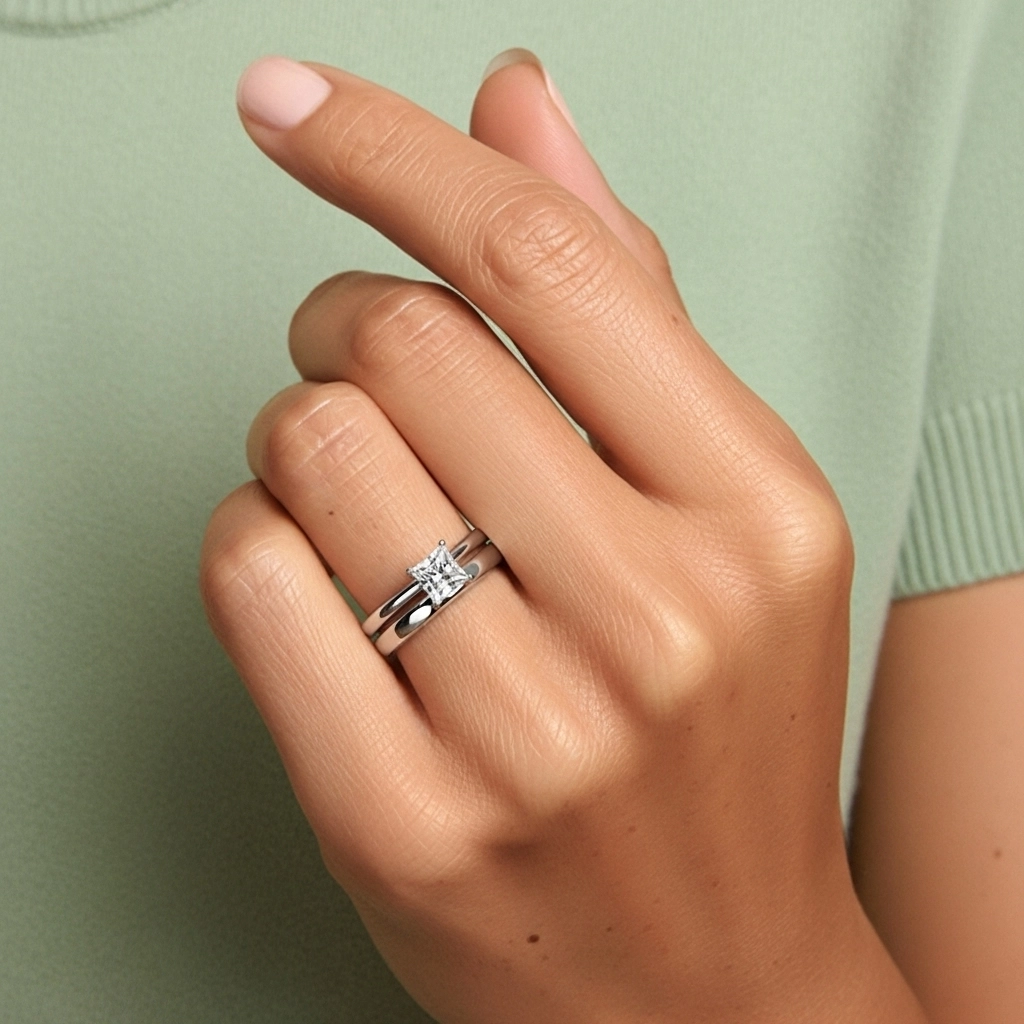 Platinum Cathedral East West Traditional Shank Bridal Set