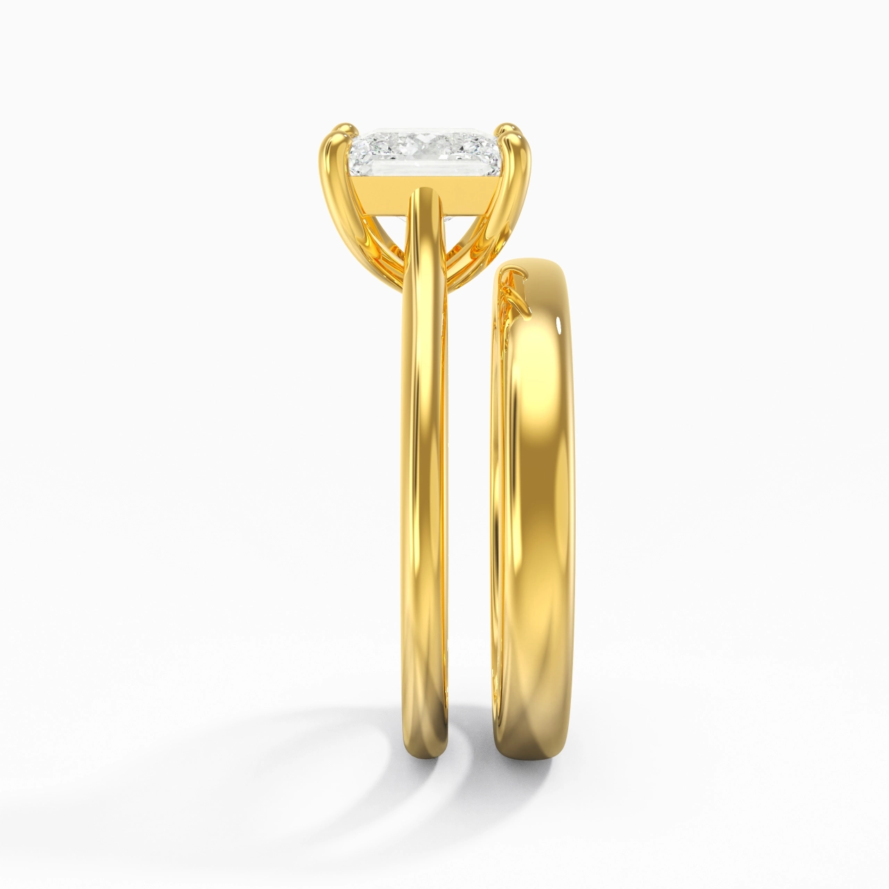 18K Gold Cathedral East West Traditional Shank Bridal Set
