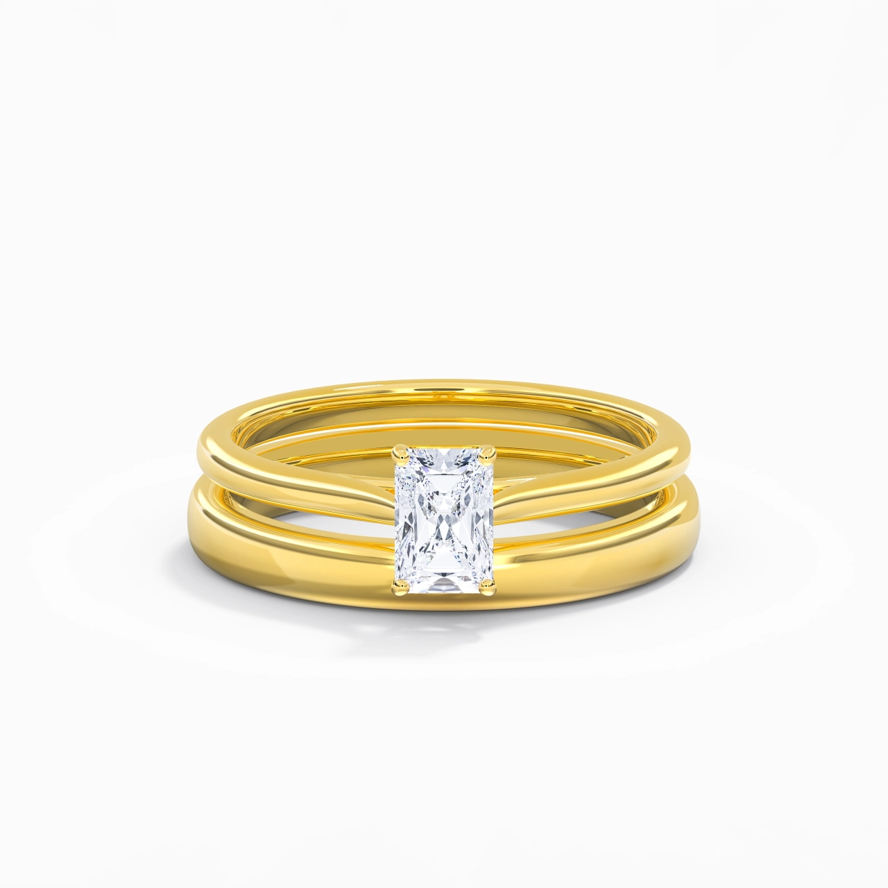 14K Gold Cathedral East West Traditional Shank Bridal Set