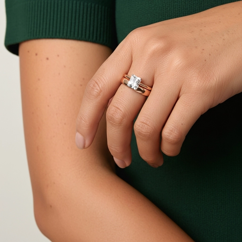 14K Rose Gold Cathedral East West Traditional Shank Bridal Set