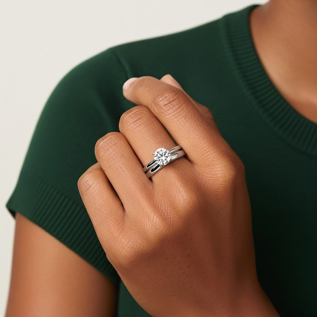 14K White Gold Cathedral East West Traditional Shank Bridal Set