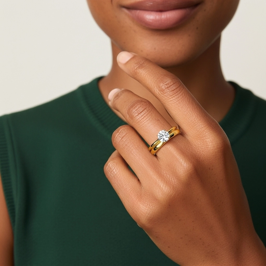 18K Gold Cathedral East West Traditional Shank Bridal Set