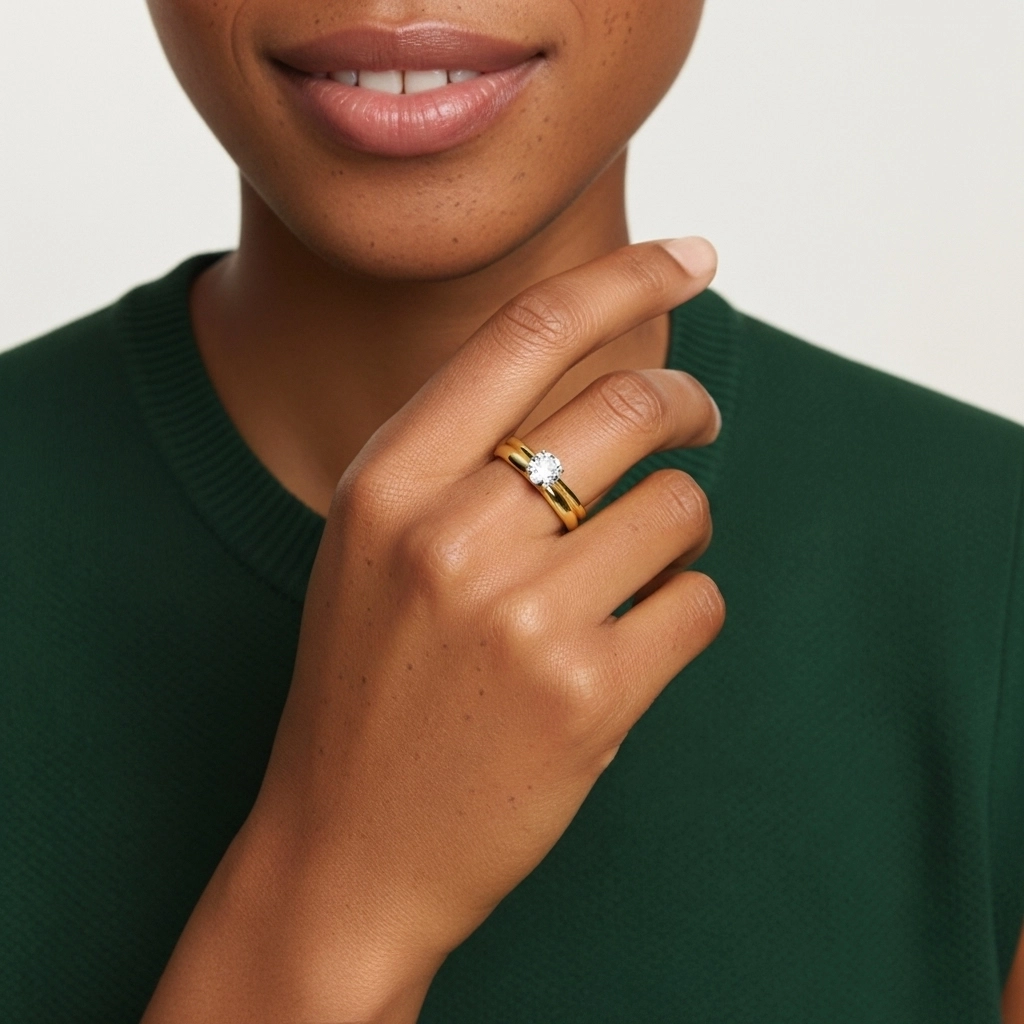 18K Gold Cathedral East West Traditional Shank Bridal Set