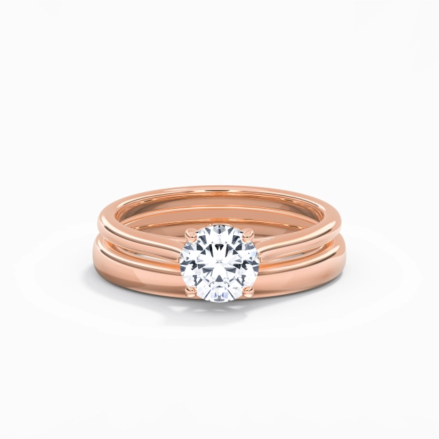 Cathedral East West Classic 1.00ct Moissanite Bridal Set Traditional Shank 14K Rose Gold