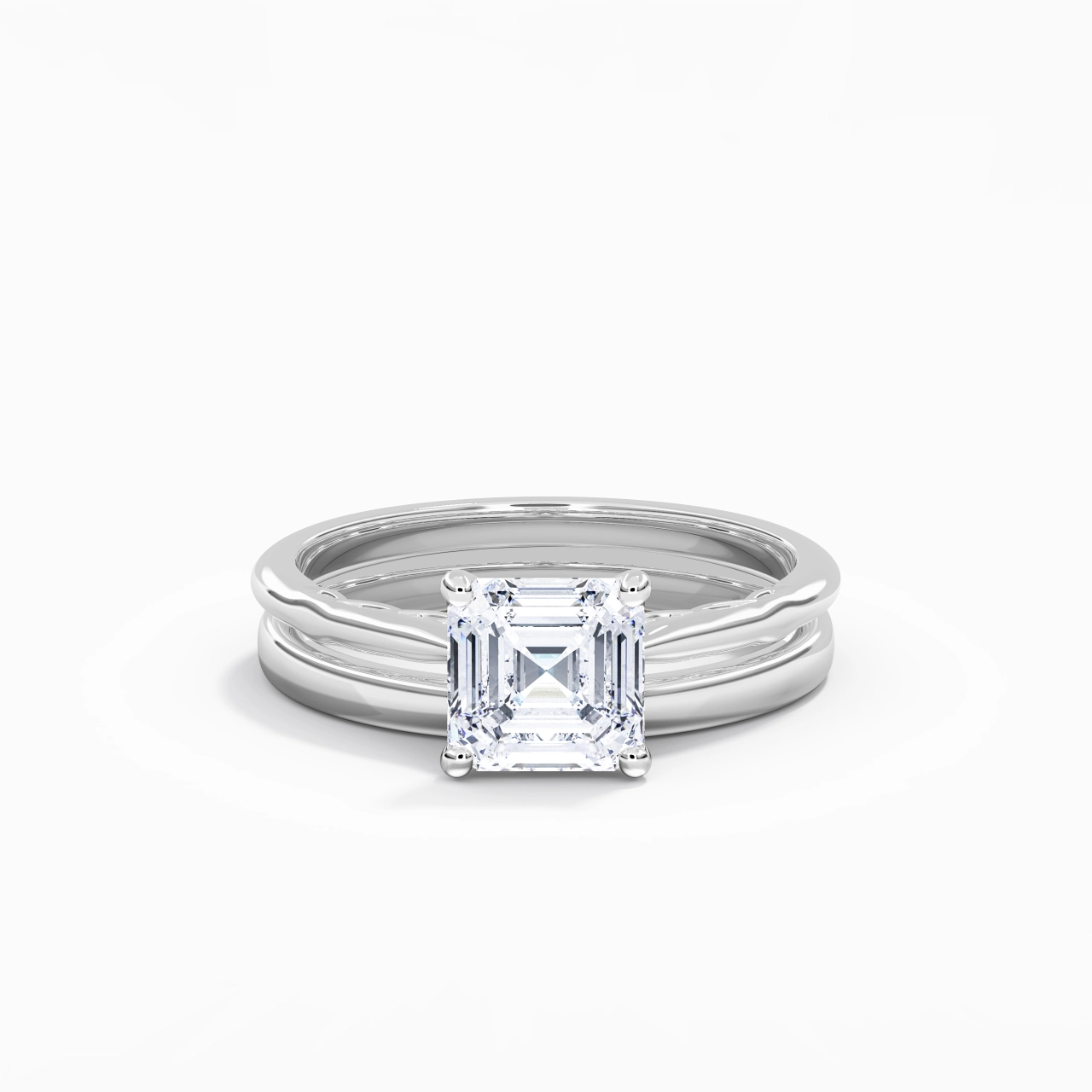 14K White Gold Solitaire Traditional Shank Bridal Set
