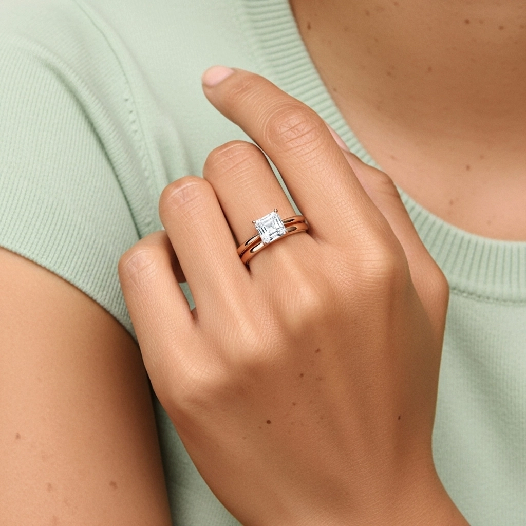 18K Rose Gold Solitaire Traditional Shank Bridal Set