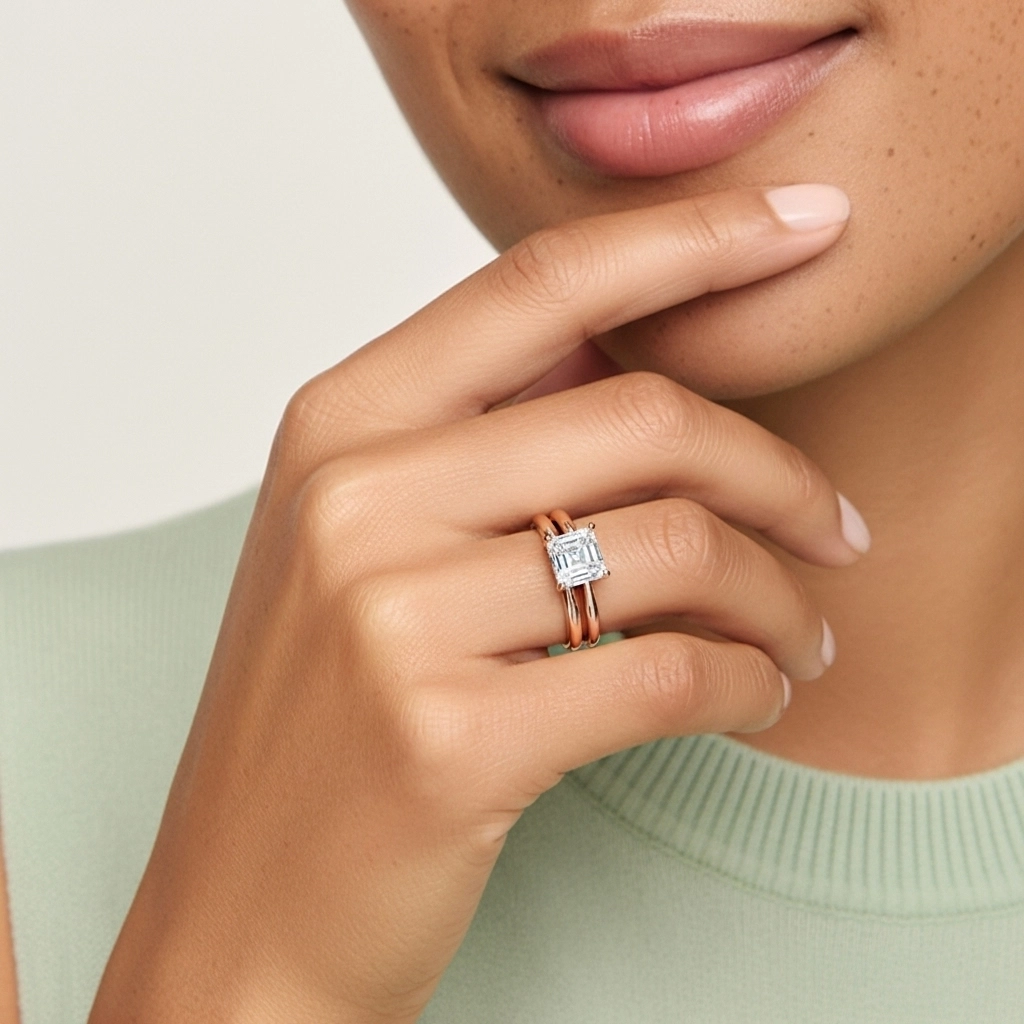 18K Rose Gold Solitaire Traditional Shank Bridal Set