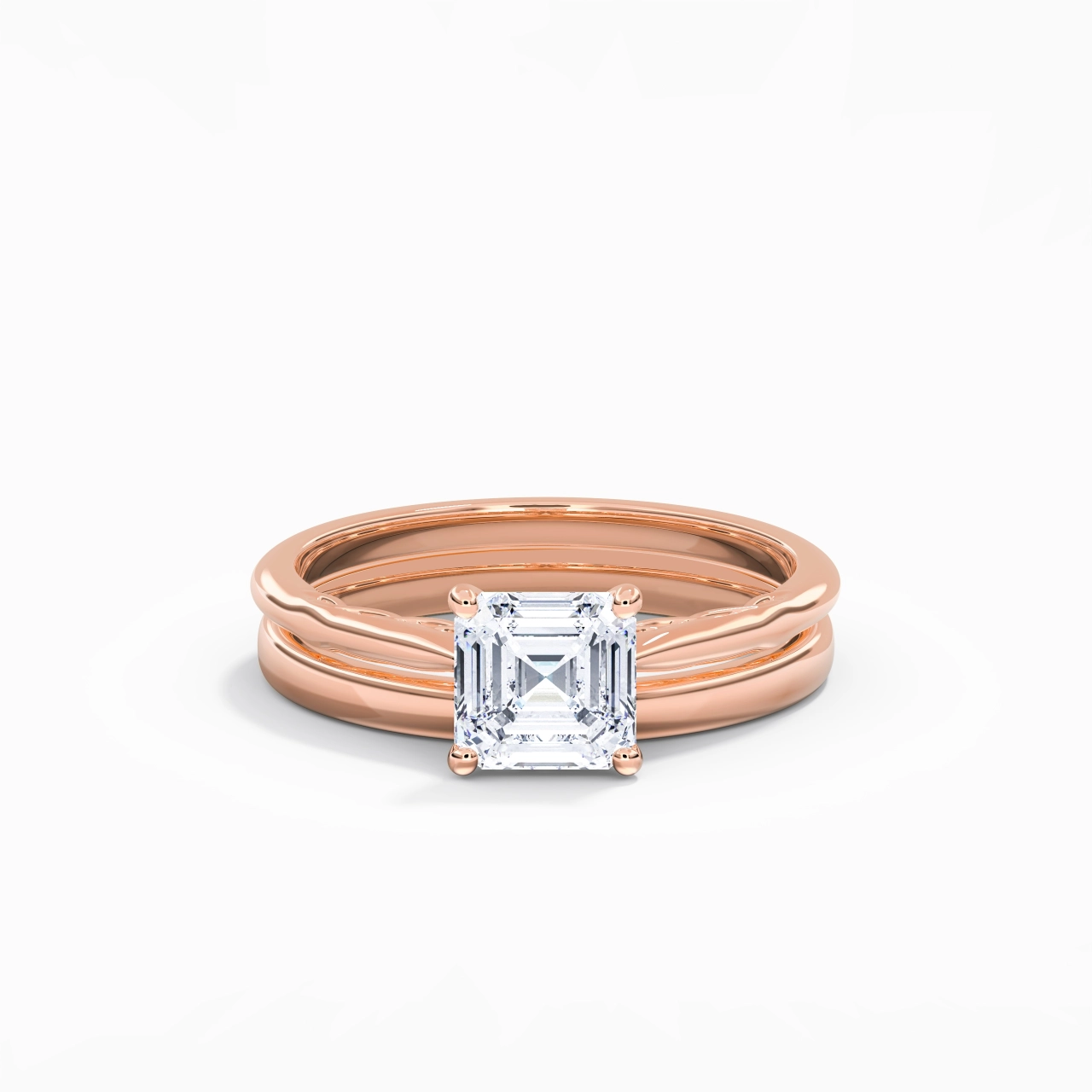 18K Rose Gold Solitaire Traditional Shank Bridal Set