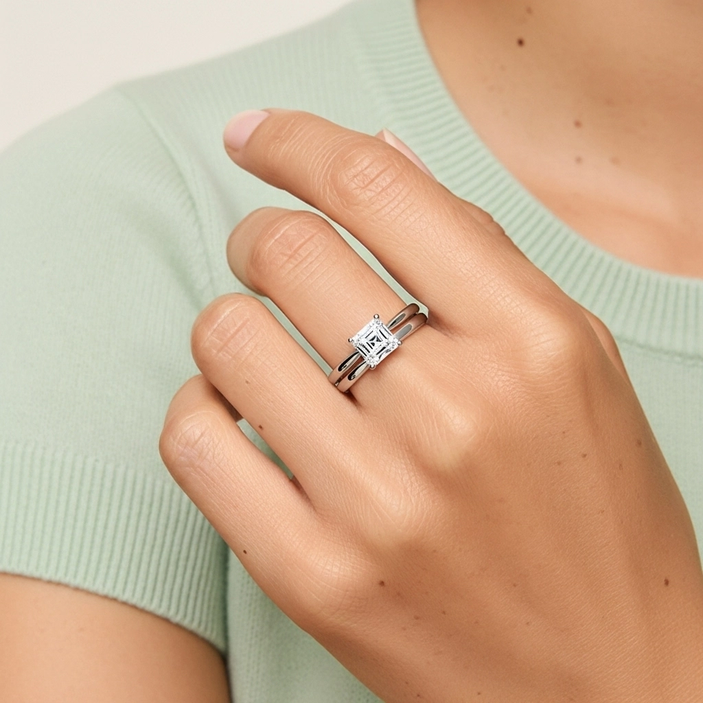 Platino Solitario Pata tradicional Conjunto Nupcial