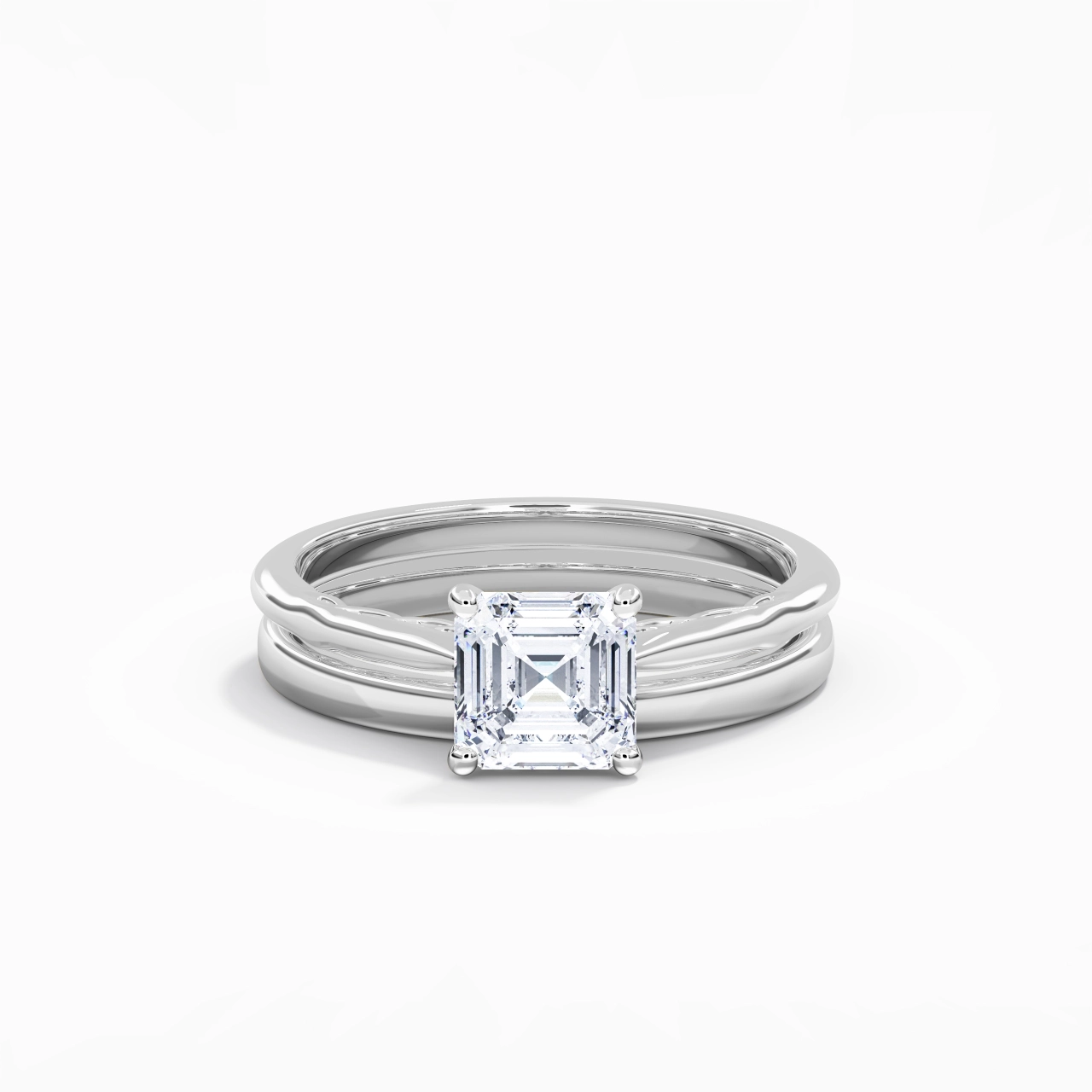 14K White Gold Solitaire Traditional Shank Bridal Set