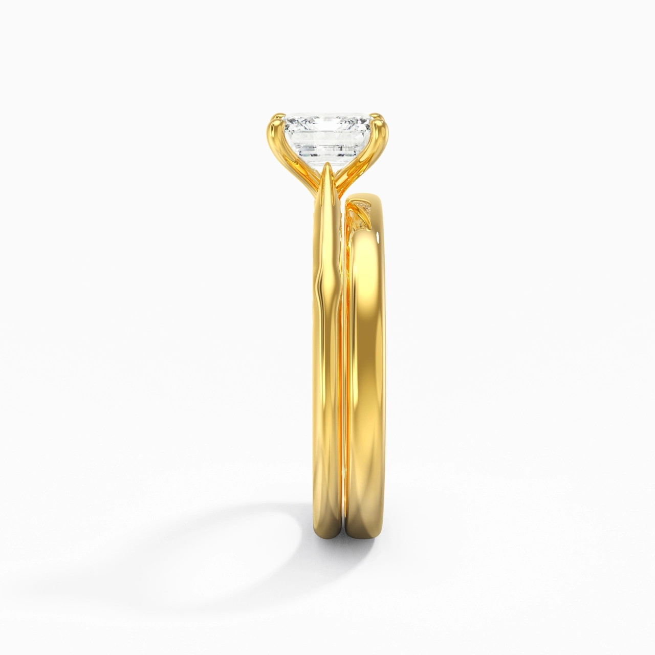 14K Gold Solitaire Traditional Shank Bridal Set