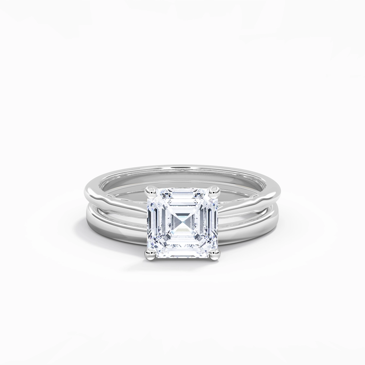 14K White Gold Solitaire Traditional Shank Bridal Set