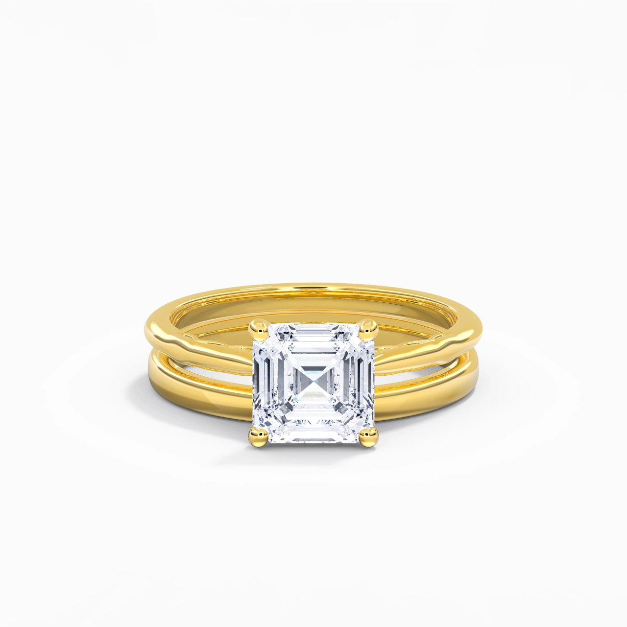 14K Gold Solitaire Traditional Shank Bridal Set