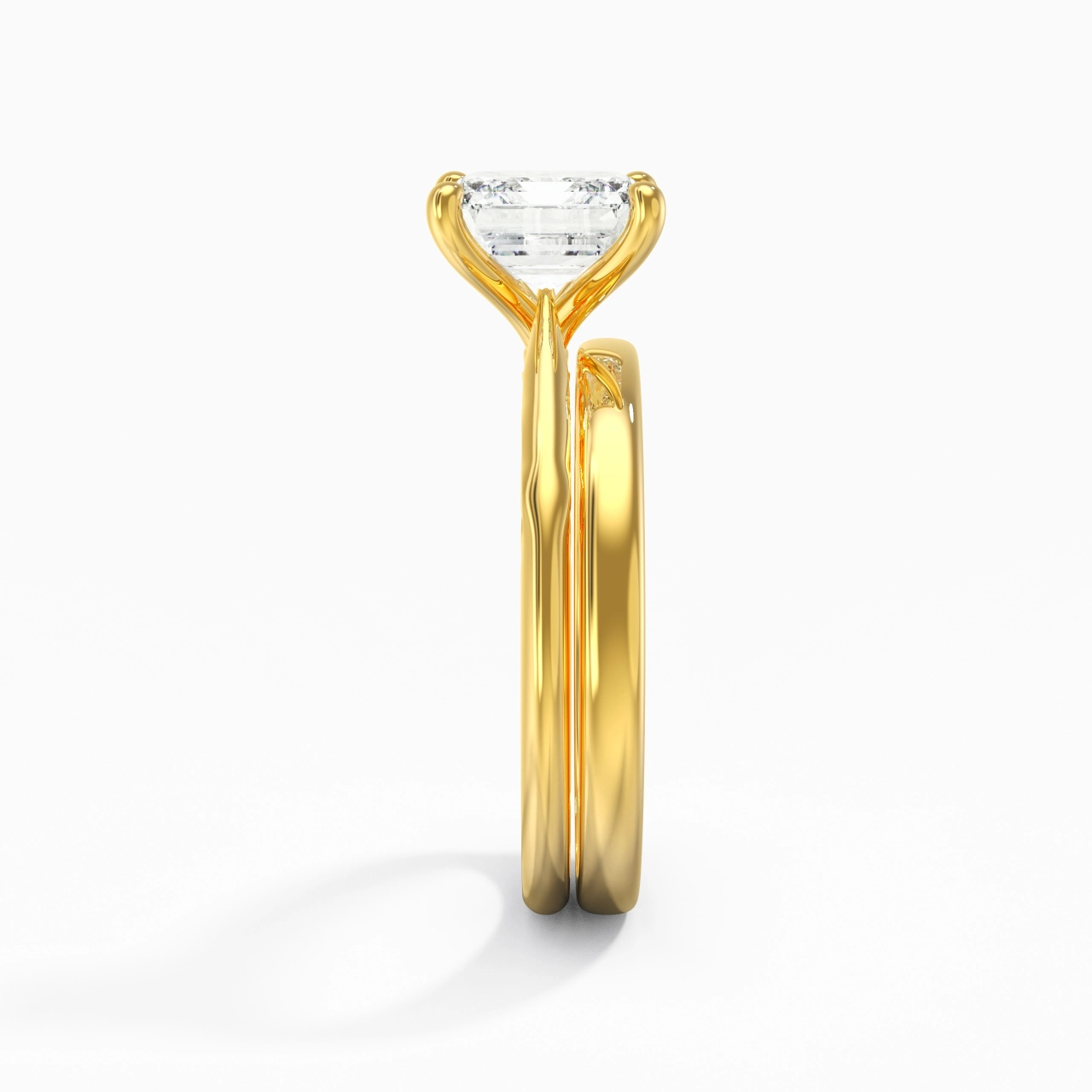 14K Gold Solitaire Traditional Shank Bridal Set