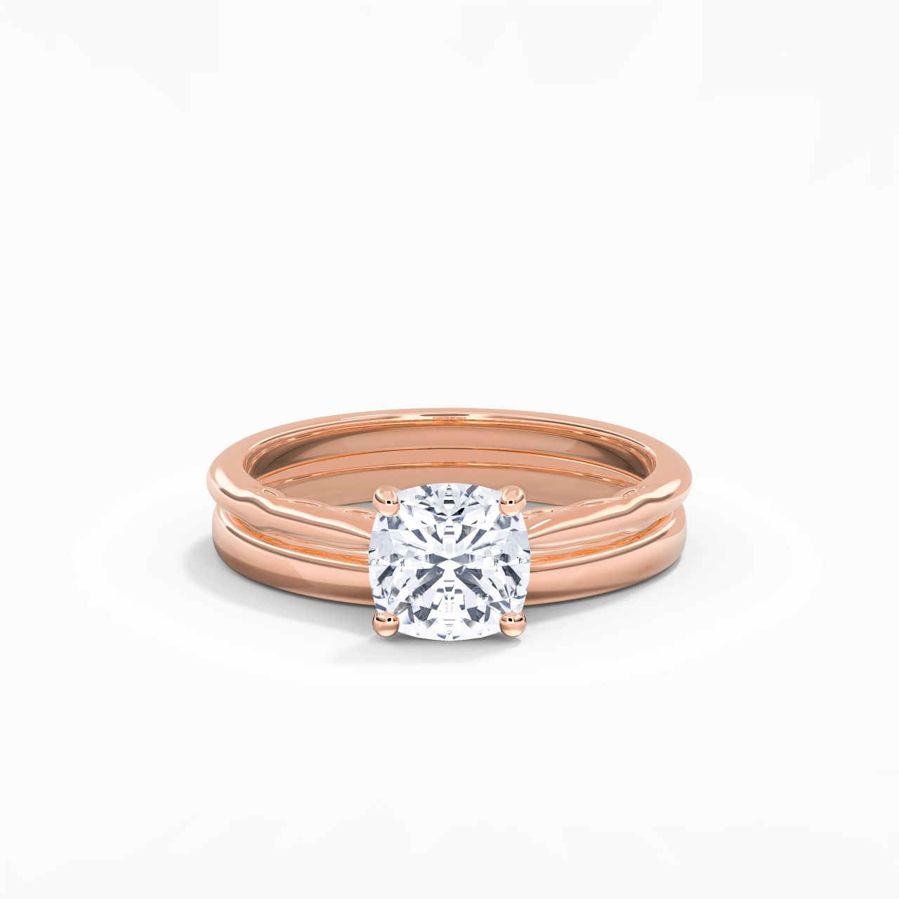 14K Rose Gold Solitaire Traditional Shank Bridal Set