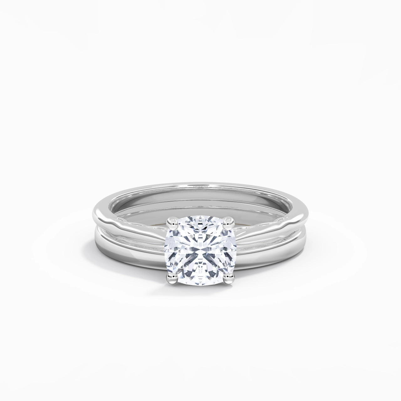 14K White Gold Solitaire Traditional Shank Bridal Set