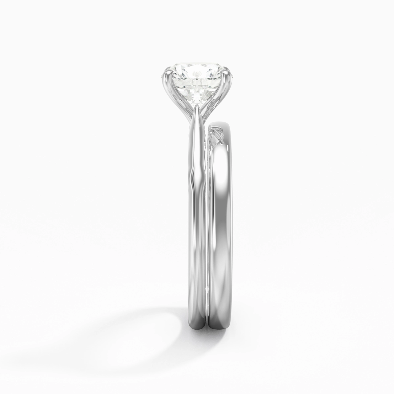 14K White Gold Solitaire Traditional Shank Bridal Set