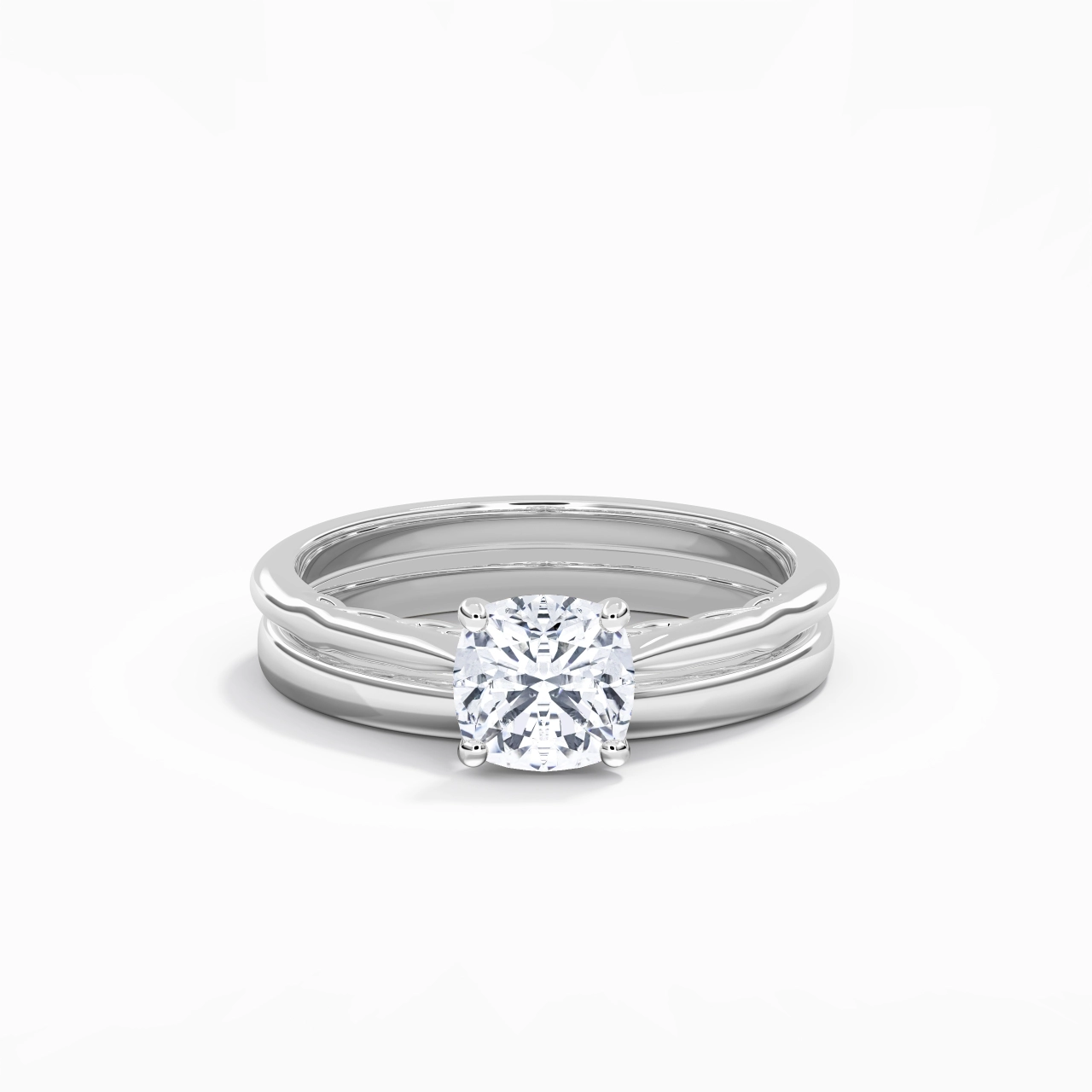 14K White Gold Solitaire Traditional Shank Bridal Set