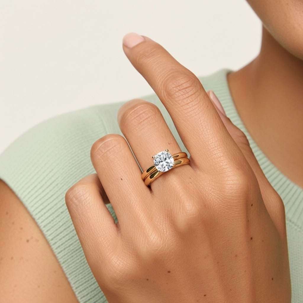 Oro 18K Solitario Pata tradicional Conjunto Nupcial