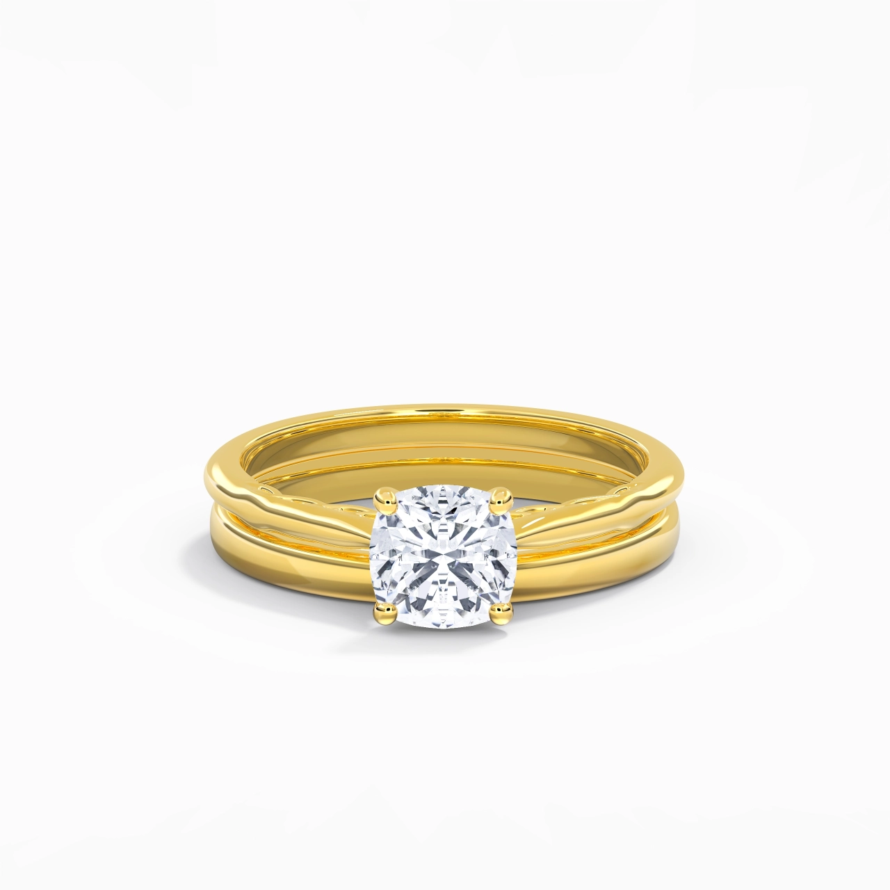 14K Gold Solitaire Traditional Shank Bridal Set
