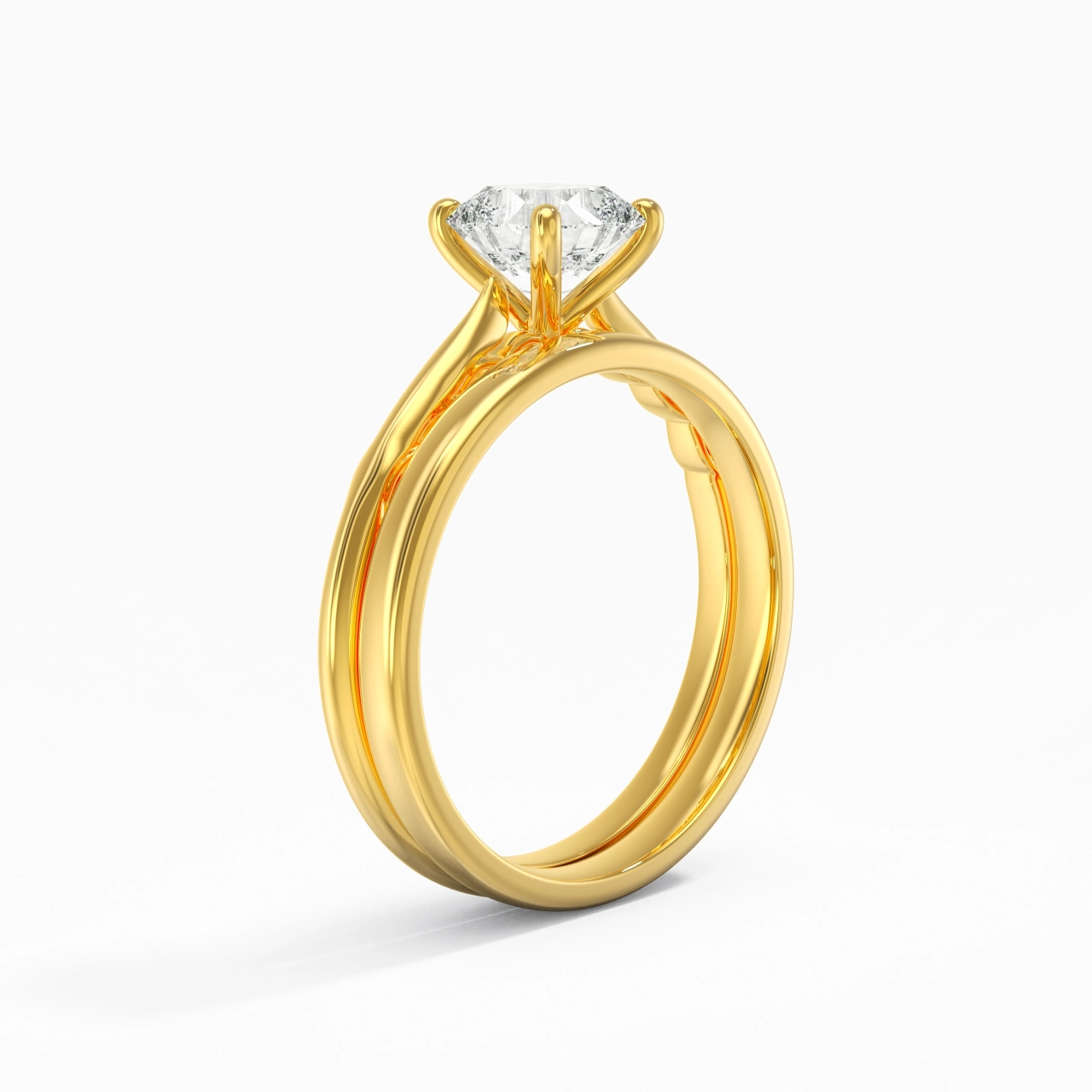 14K Gold Solitaire Traditional Shank Bridal Set