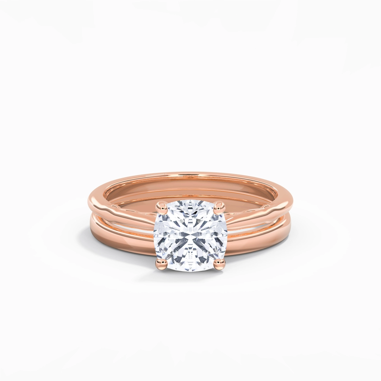 18K Rose Gold Solitaire Traditional Shank Bridal Set
